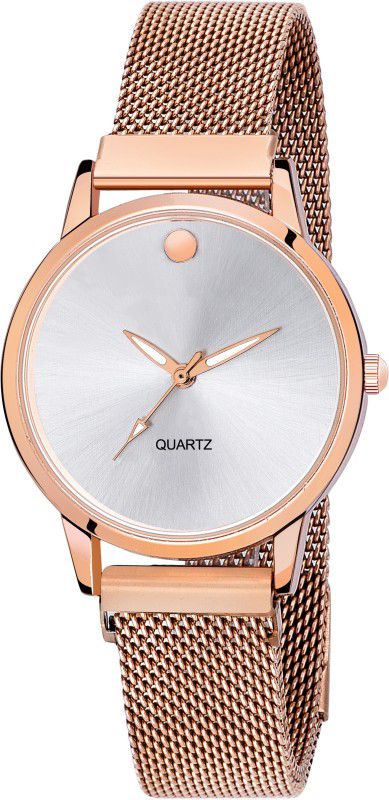 Amazing Plain Dial With One Rose gold diamond Studded Mangnet Lock Strap Analog Watch - For Girls rs33