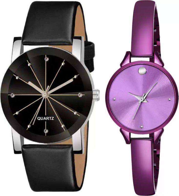 Combo Of 2 Watches For Girls Analog Watch - For Girls Combo Pack 2 Attractive Designer Multicolor Dial Belt Bracelate Watch For Women & Girls