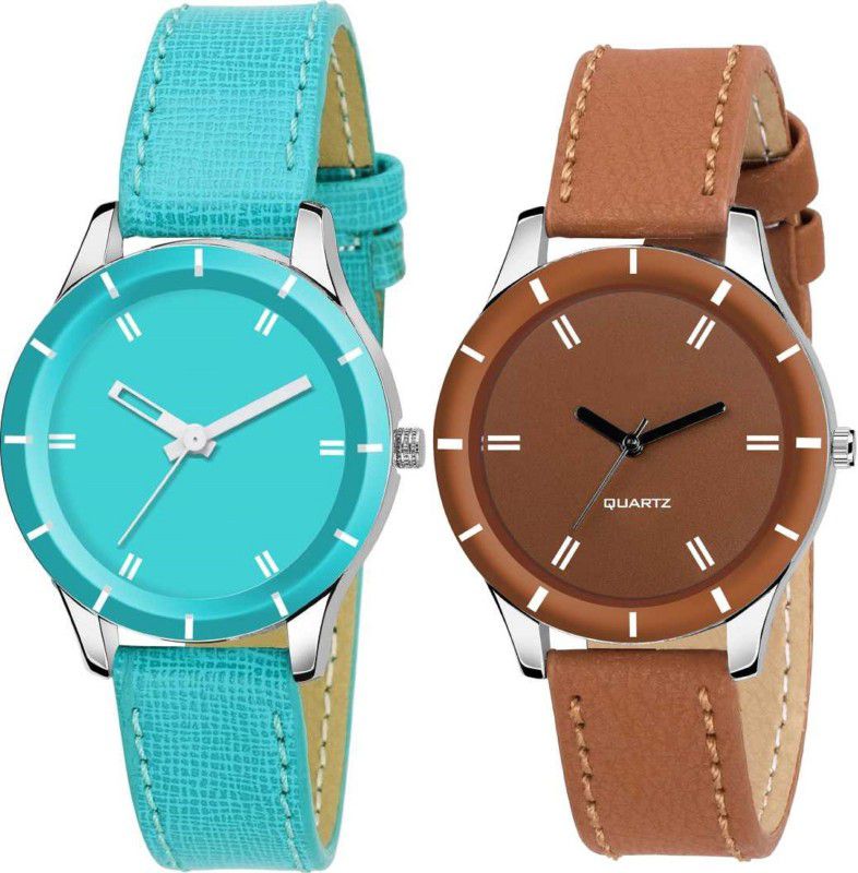 For Women Analog Watch - For Girls Exclusive New Designer Sky Blue and Brown Dial