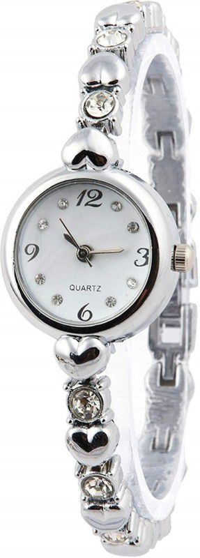 Silver Watch Analog Watch - For Girls Round Dial Silver Chain Diamond watch