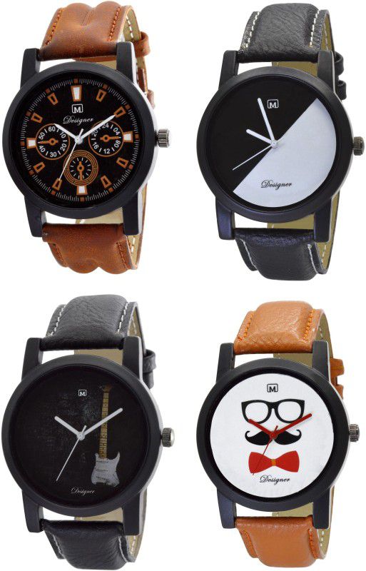 Analog Watch - For Men Analogue Combo pack of 4 Multicolor Dial Watch for Boys & mens Om-143