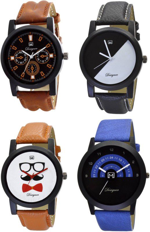 Analog Watch - For Men Analogue Combo pack of 4 Multicolor Dial Watch for Boys & mens Om-162