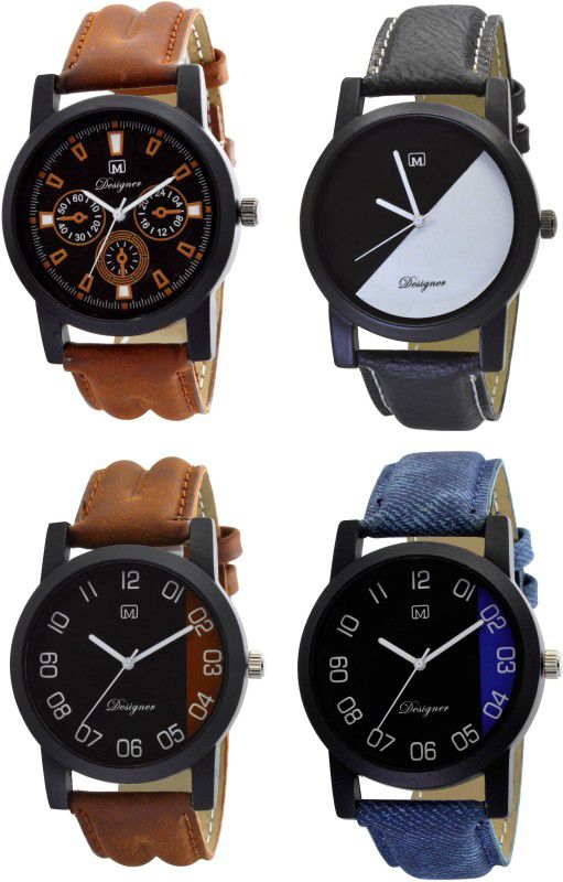 Analog Watch - For Men Analogue Combo pack of 4 Multicolor Dial Watch for Boys & mens Om-166
