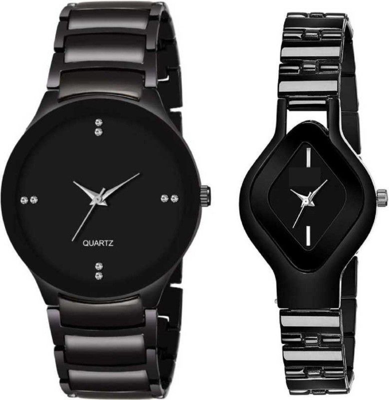 Analog Watch - For Couple new couple black style of love for boys and girls