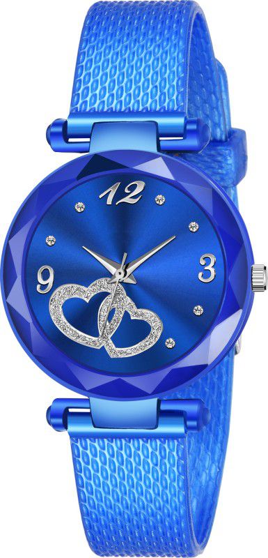 Analog Watch - For Girls Blue Heart Dial Designer PU strap Analogue Watch for girl or woman