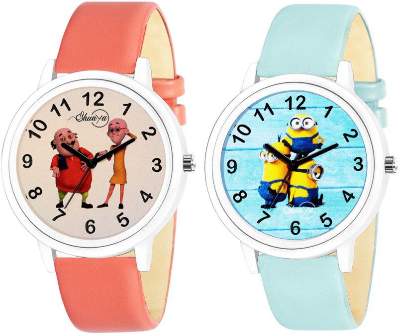 Leather strap Analog Watch - For Boys New Stylish Kid's Watch Combo Pack-02