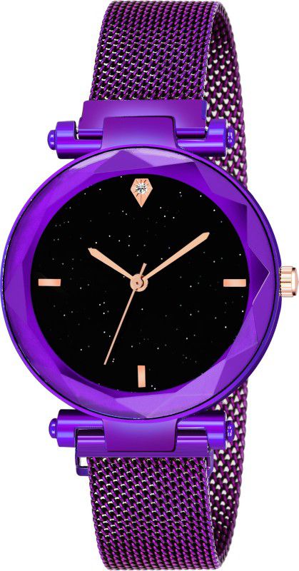 Purple Magnet Buckle Analog Watch - For Women Luxury Mesh