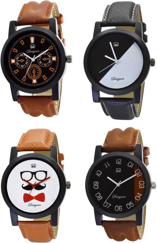 Analog Watch - For Men Analogue Combo pack of 4 Multicolor Dial Watch for Boys & mens Om-155