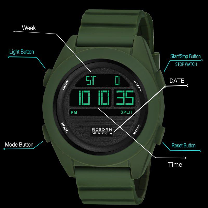 9060 GREEN SPORTS Digital Watch Digital Watch - For Men 9060 Green Digital Army Green Sports Digital Watch