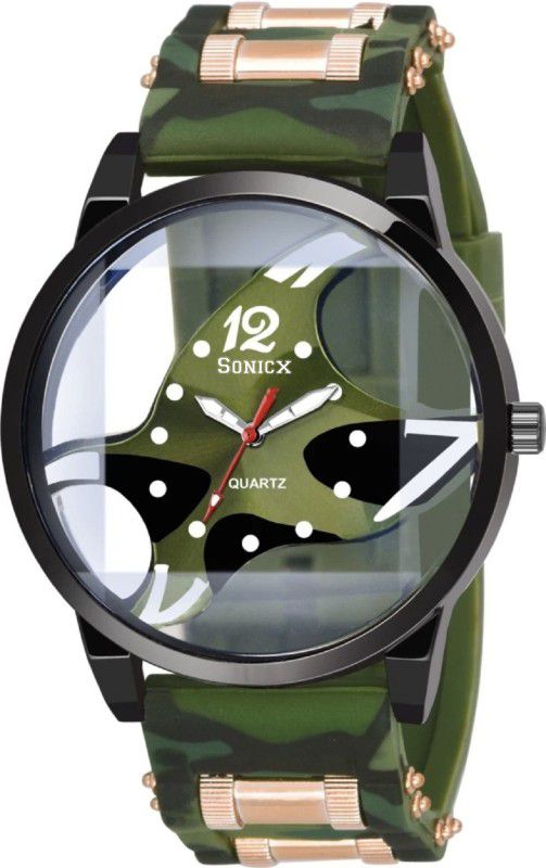 Analog Watch - For Men Attractive Transparent Glass Dial Army Straps Design Analog watch