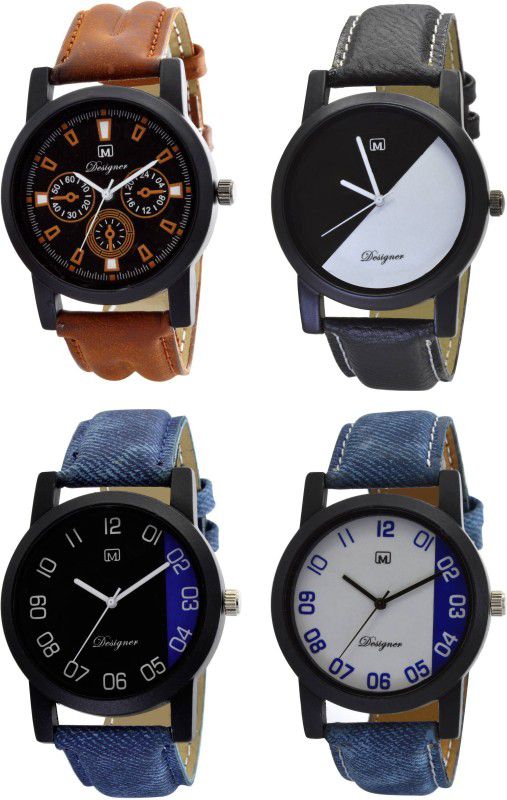 Analog Watch - For Men Analogue Combo pack of 4 Multicolor Dial Watch for Boys & mens Om-178