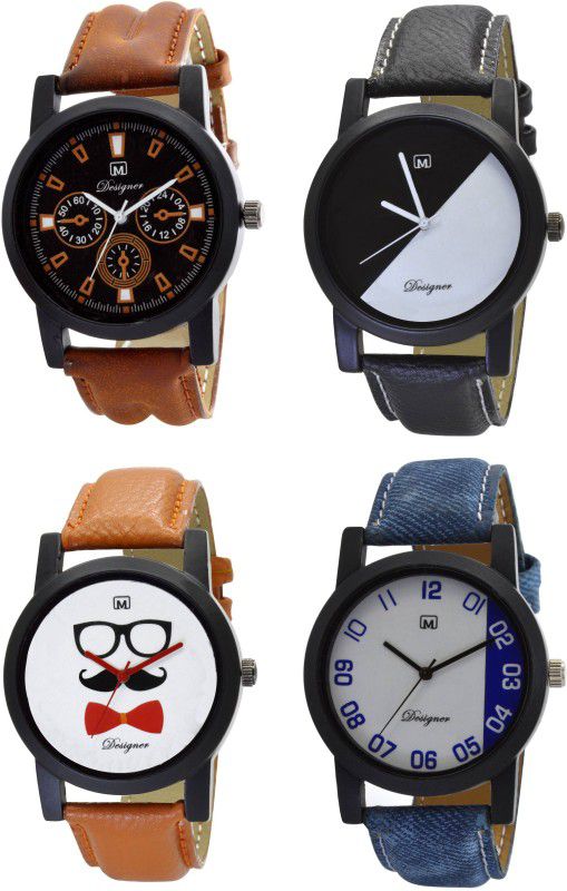 Analog Watch - For Men Analogue Combo pack of 4 Multicolor Dial Watch for Boys & mens Om-159
