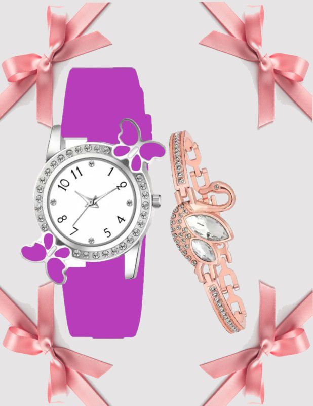 Butterfly Black & Pink New Branded & Stylish Buterfly Shape With Diamond Analog Watch - For Girls Exclusive New Best Designer Watch For Men & Women Analog