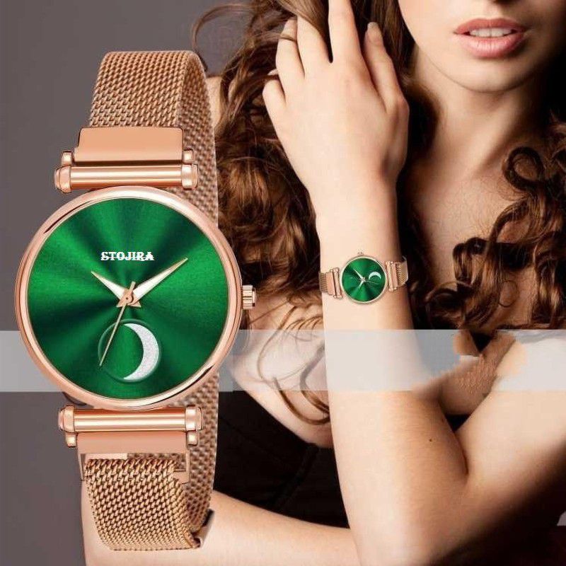 New Best Collection Stylish Beautiful Design Fashion wrist Watch For women Analog Watch - For Women Latest new Green Dial Luxury Mesh Magnet Buckle Analogue Watches For girls