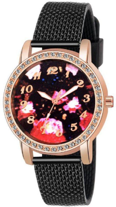 DIAMOND STUDDED CASE GILRS Analog Watch - For Girls FLORAL DIAL 484