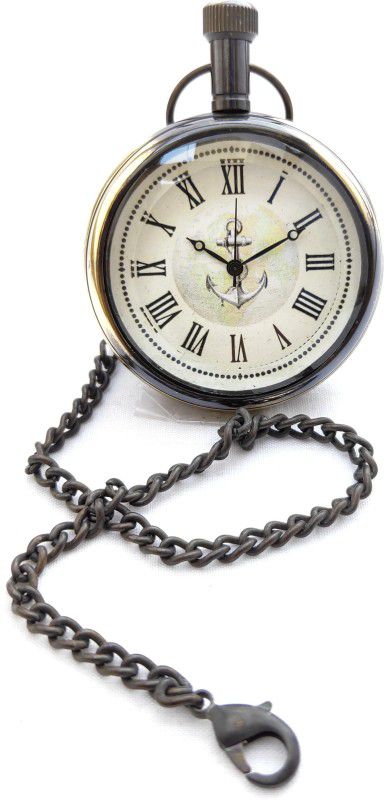 k.v handicrafts Analog Brass Antique Finish 2 inch Gandhi Watch/Pocket Watch with Long (Anchor on Globe Dial) Premium Gift Product By K V HANDICRAFTS kvh00317 Brass Antique Finish Brass Pocket Watch Chain