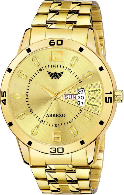 Abx1220 Gold Dial Gold Bracelet Day & Date Functioning Watch For Boys Analog Watch - For Boys
