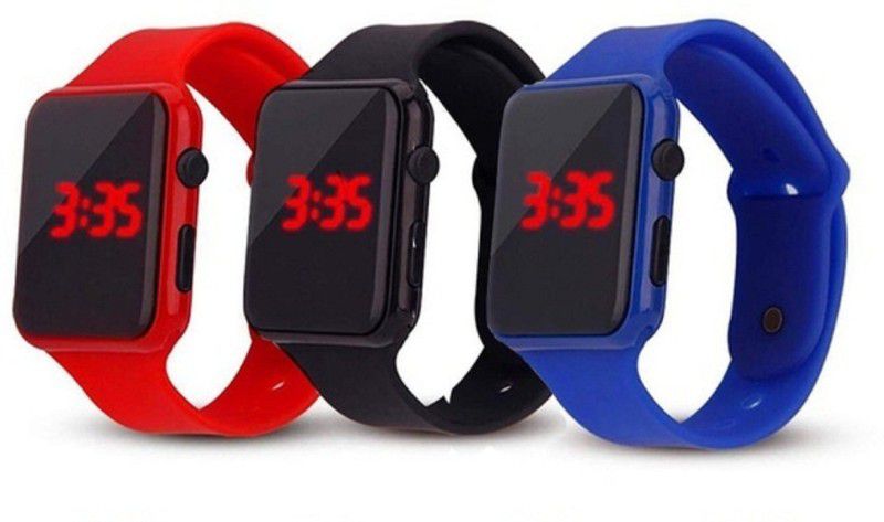 Stylish Professional Band Digital Watch - For Boys & Girls Black & Red & Blue Band Watch