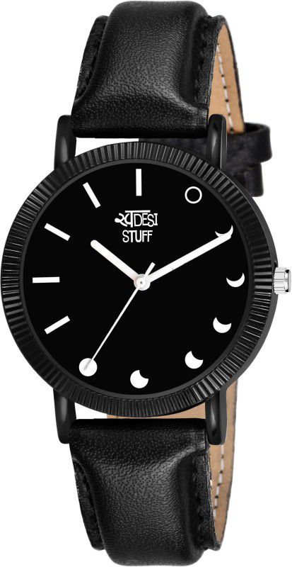 Exclusive Phases of The Moon Black Dial Black Colored Leather Strap Analog Watch - For Girls SONOTA MAGNET