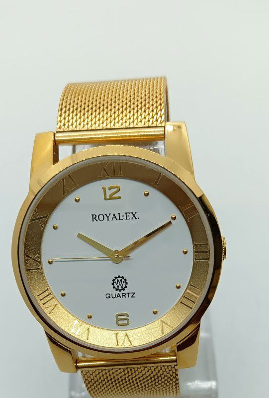 Analog Watch - For Men Men's Casual Watch White Dial Golden Case And Golden Shaffer Chain