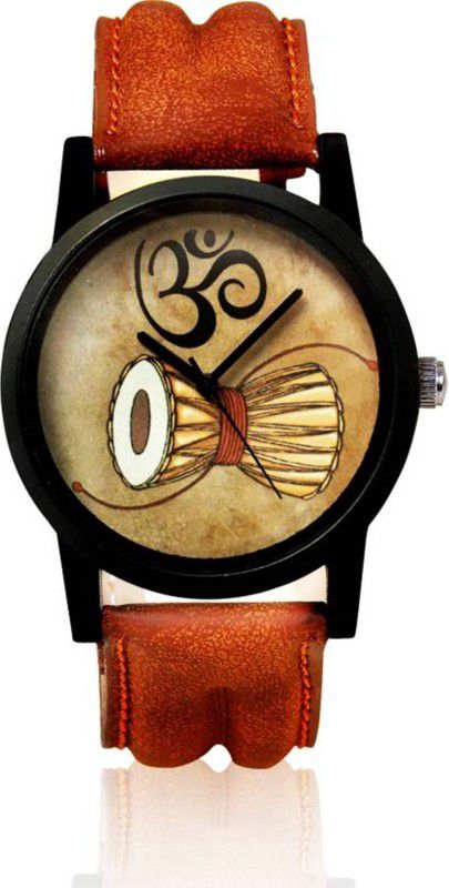 Analog Watch - For Men & Women OM Sivay Print Dial Brown Leather Belt Watch For Boys & Girls