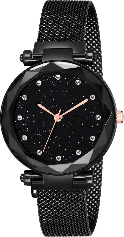 Black Luxury Magnet Buckle Analog Watch - For Women Luminous Diamonds