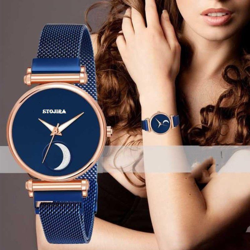 New Best Collection Stylish Beautiful Design Fashion wrist Watch For women Analog Watch - For Women Latest new Blue Dial Luxury Mesh Magnet Buckle Analogue Watches For girls