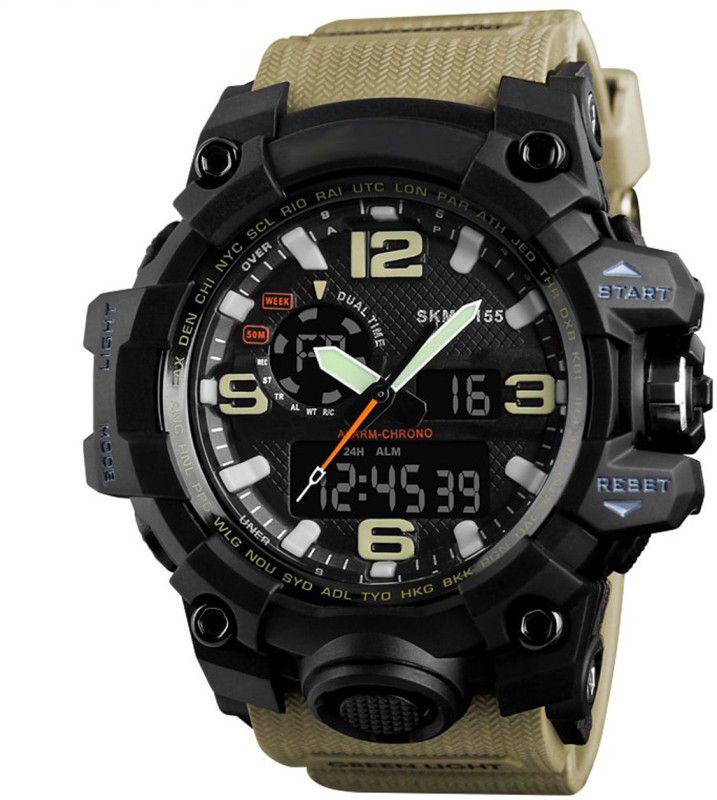 SKM 1155 Khakhi Analog-Digital Watch - For Men SKM 1155 Khakhi Analog Digital Watch