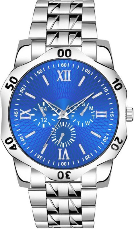 Analog Watch - For Men MT-405 Casual Boys Blue Dial Round Silver Stainless Steel Analog Watch For Men