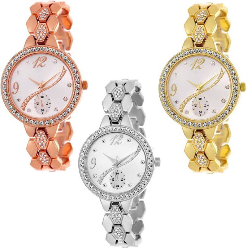 Analog Watch - For Girls Combo pack 3 New Attractive Edition Part-Wedding Adition Analog Watch For Girls & Women OD-07917