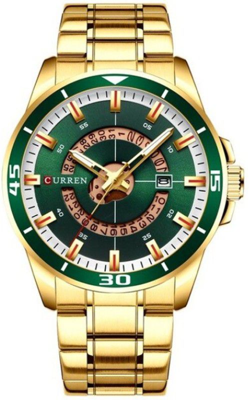 Analog Watch - For Men CR-8359-Gold Green