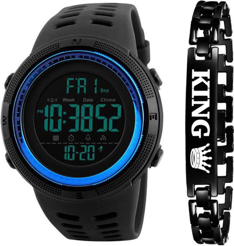 Digital Watch - For Men Blue 1251 Digital & King Bracelet