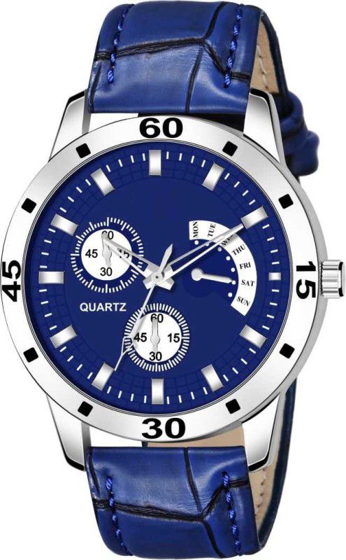 Analog Watch - For Boys NEW BLUE SPORTS CHRONOGRAPH DESIGNER DIAL BLUE CHAIN LATHER BELT UNIQUE DIAL DESIGNER WRIST WATCH MEN BOYS NEW ARRIVAL FAST SELLING TRACK DESIGNER ROYAL LOOK WATCH FOR FESTIVAL _PARTY_PROFESSIONAL WEAR WATCH