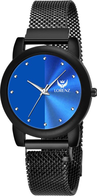 Blue Dial & Black Magnetic Mesh Strap Watch Analog Watch - For Girls AS-111A