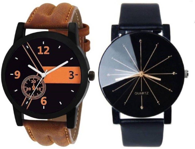 Analog Watch - For Men New Latest Combo Pack 0f 2 Stylish Watches Black & Brown Best Style Men Watch - For Boys