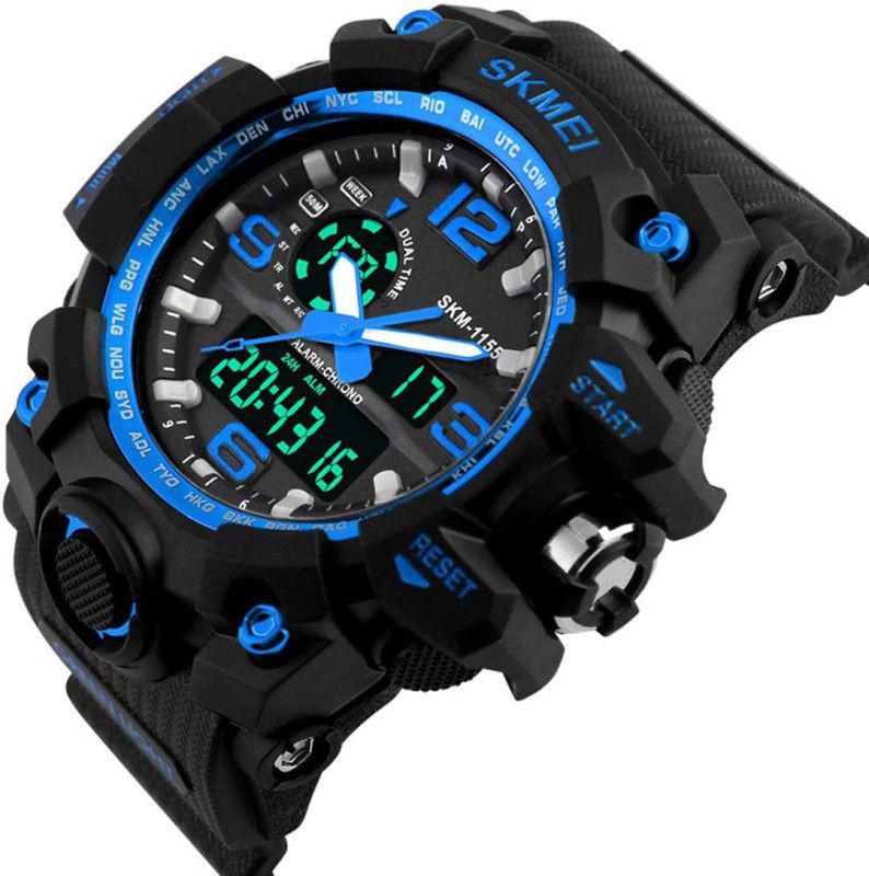 1155-blue Analog-Digital Watch - For Men 1155 Blue Dial & Beige Strap Looks Sports Men's Watch 1155-blue Analog-Digital Watch,Alarm Watch, - For Boys