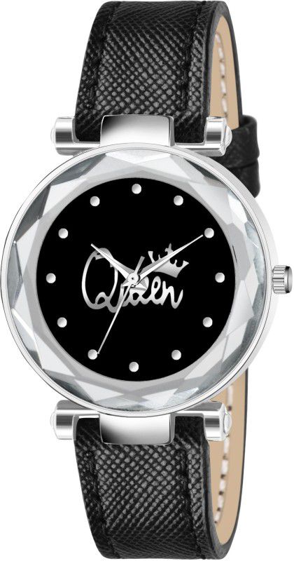 Designer Fashion Wrist Analog Watch - For Girls New Fashion Queen Black dial Black Leather Strap For Girl