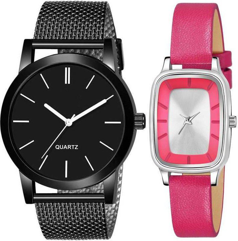 Analog Watch - For Men & Women PINK BLACK COLOR LATHER BELT DESIGNER WATCHES FOR BOYS_MENS & GIRLS_WOMEN NEW ARRIVAL FAST SELLING TRACK DESIGNER LEATHER BELT BOYS_MEN PROFESSIONAL DIAL DESIGNER COMBO WATCHES