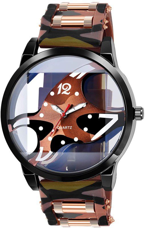 Designer Fashion Wrist Analog Watch - For Men Brown Oepn dial Brown PU Strap Analog Men Watchs