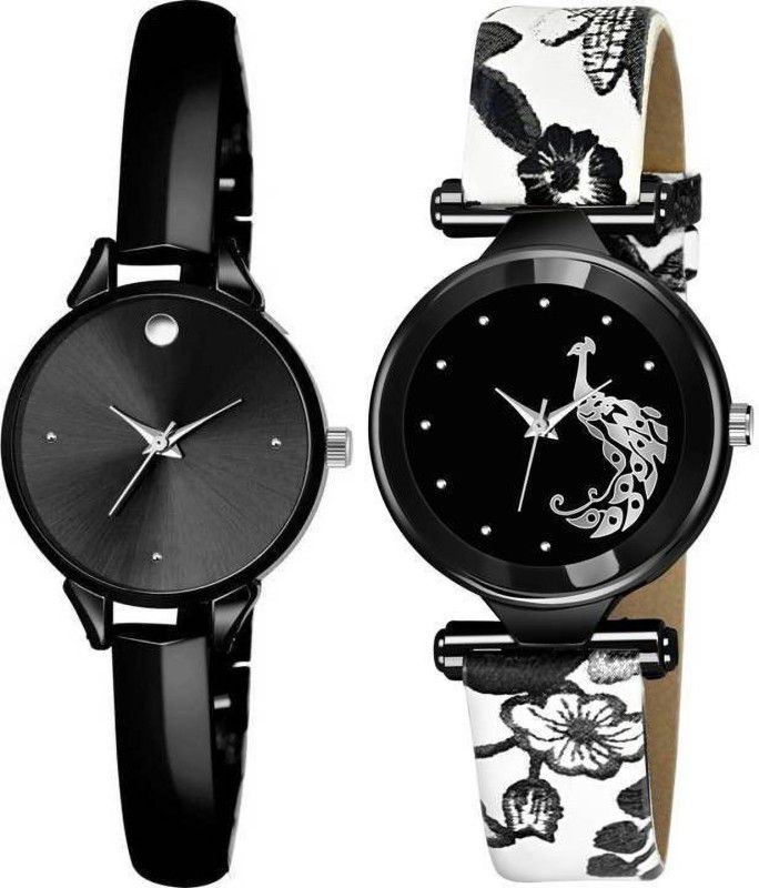 Analog Watch - For Girls FULL BLACK MOST STUNNING WATCH FOR WOMEN_LADIES NEW ARRIVAL FAST SELLING TRACK DESIGNER RDOTTED DESIGNER ROYAL LOOK WATCH FOR FESTIVAL _PARTY_PROFESSIONAL WEAR COMBO WATCH