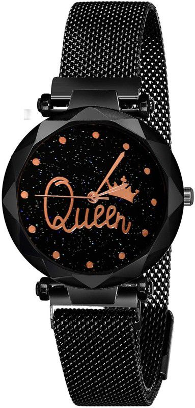 Analog Watch - For Girls Magnet Belt Queen Dial Black Color Watches for Girls And Womens