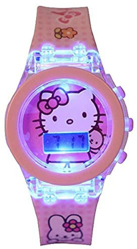 Cartoon Corrector Disco Light Hello Digital Watch - For Girls Hello Baby-MSG2280