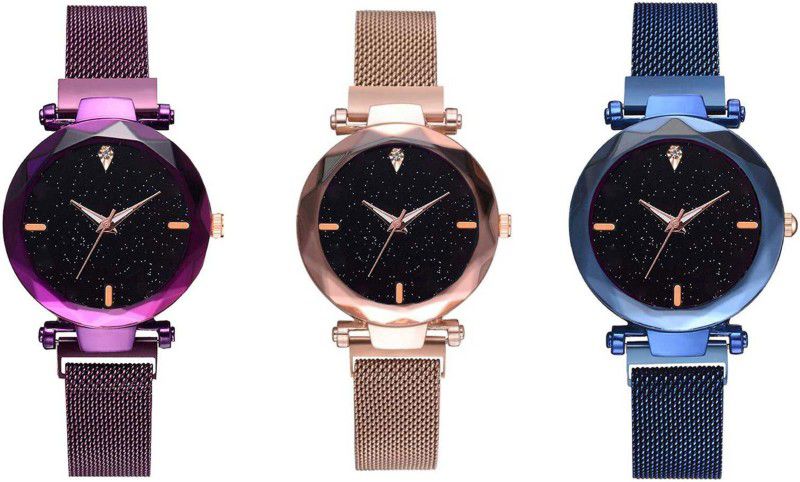 Pack Of 3 Analog Watch - For Women Multi Color Dial Magnet Belt Watch
