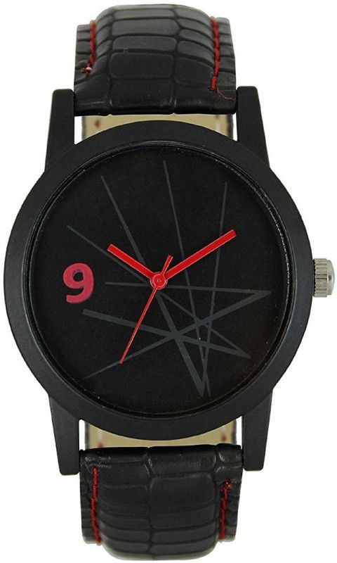 Spsy New Exclusive Black dial Black leather strap Men Watch Analog Watch - For Boys