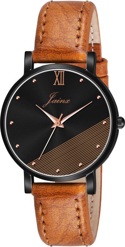 Black Dial Brown Leather Strap Analog Watch - For Women JW684