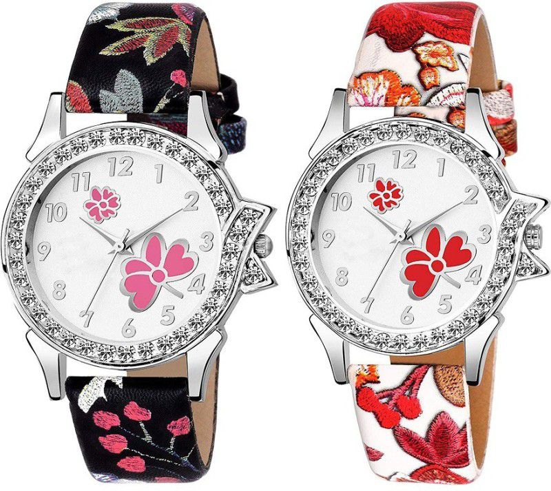 Analog Watch - For Girls Artistic Design Strap Analog black and red watch for Women And Girls