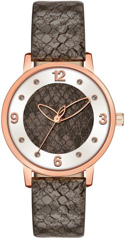 Analog Watch - For Girls brown Stylish With Diamond Round Dial And brown Leather Belt Watch For Girls