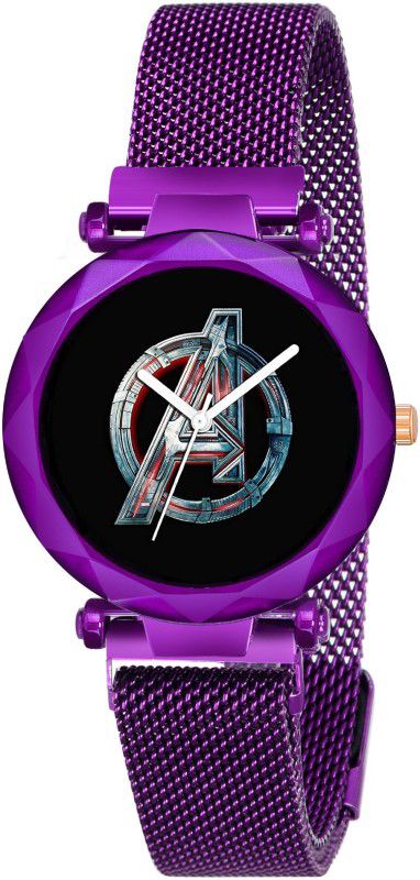 Analog Watch - For Girls Purple Avengers Black Dial magnetic strap Analogue Watch for girl and woman