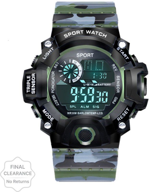 Semi Water&Shock Resistance Popular Branded Alarm Digital Watch - For Boys S-Shock Sport New Green Army Multi Function Durable Latest Stylish