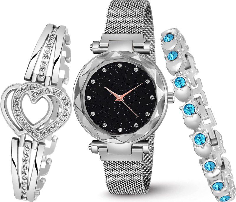 G5-Shopsy Magnet Strap Girls Women Ledies Watch Fashion Mysterious Lady Analog Watch With 2 Bracelet for girls Analog Watch - For Women